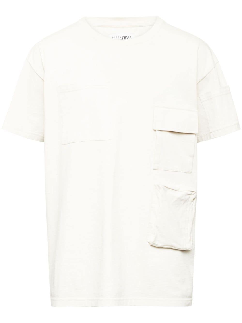 Mm6 Maison Margiela Multiple-pockets Cotton T-shirt In Neutrals