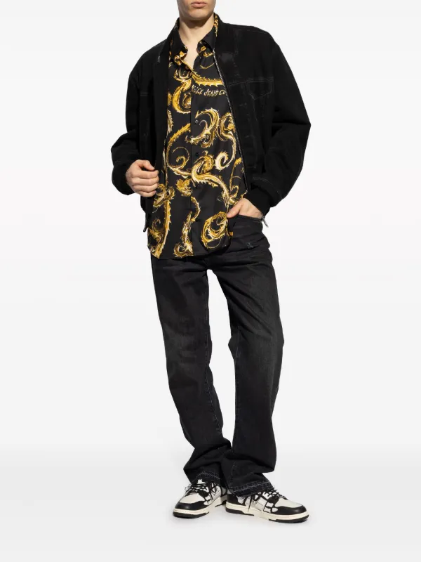 Versace Jeans Couture Watercolor Couture-print Shirt | Black