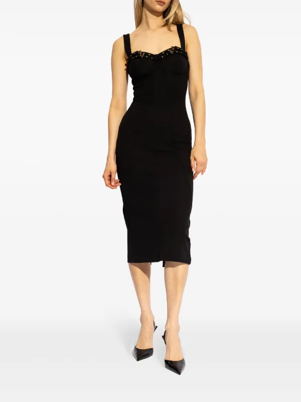 Versace Jeans Couture buckled-trim Midi Dress | Black | FARFETCH