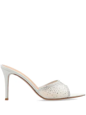 Gianvito Rossi フローラル ミュール | ホワイト | FARFETCH JP