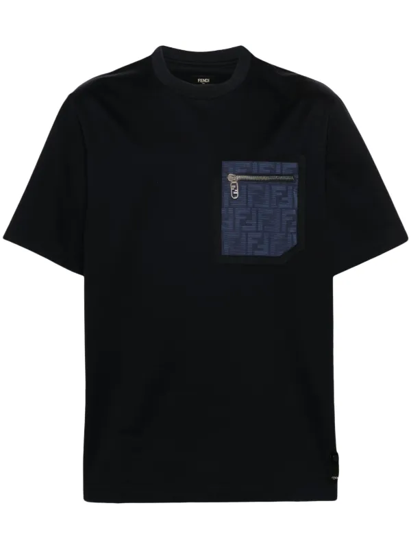 FENDI crew neck Cotton T shirt Blue FARFETCH AO