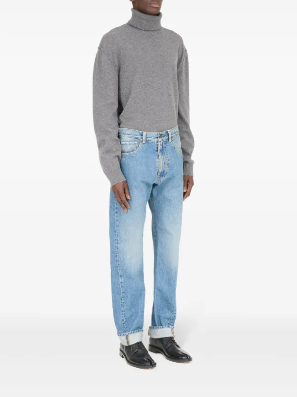 【Maison Margiela】プリーツ入り ジーンズ（ブルー） Maison Margiela ロールアップヘム ジーンズ | ブルー | FARFETCH JP