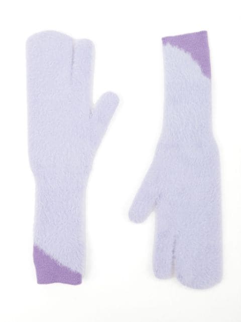 two-tone faux-fur gloves