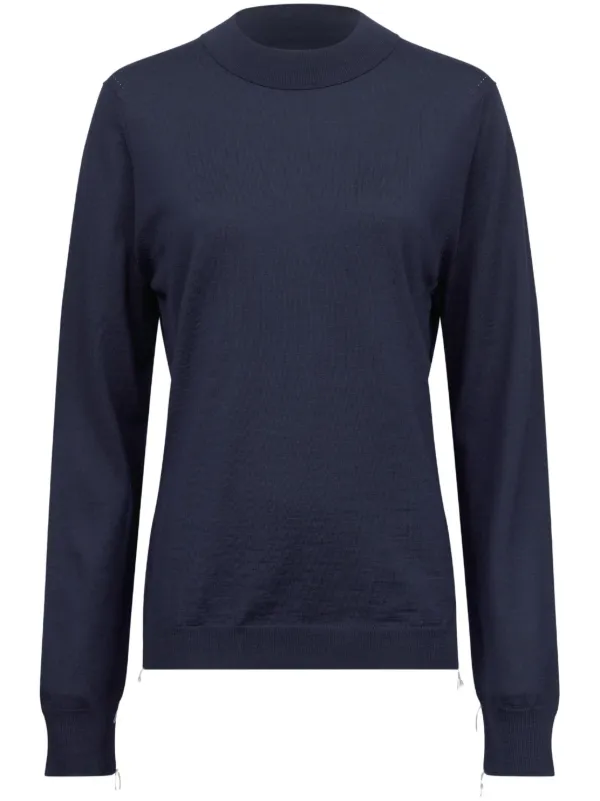 Maison Margiela ribbed-edge Wool Sweater | Blue | FARFETCH IN