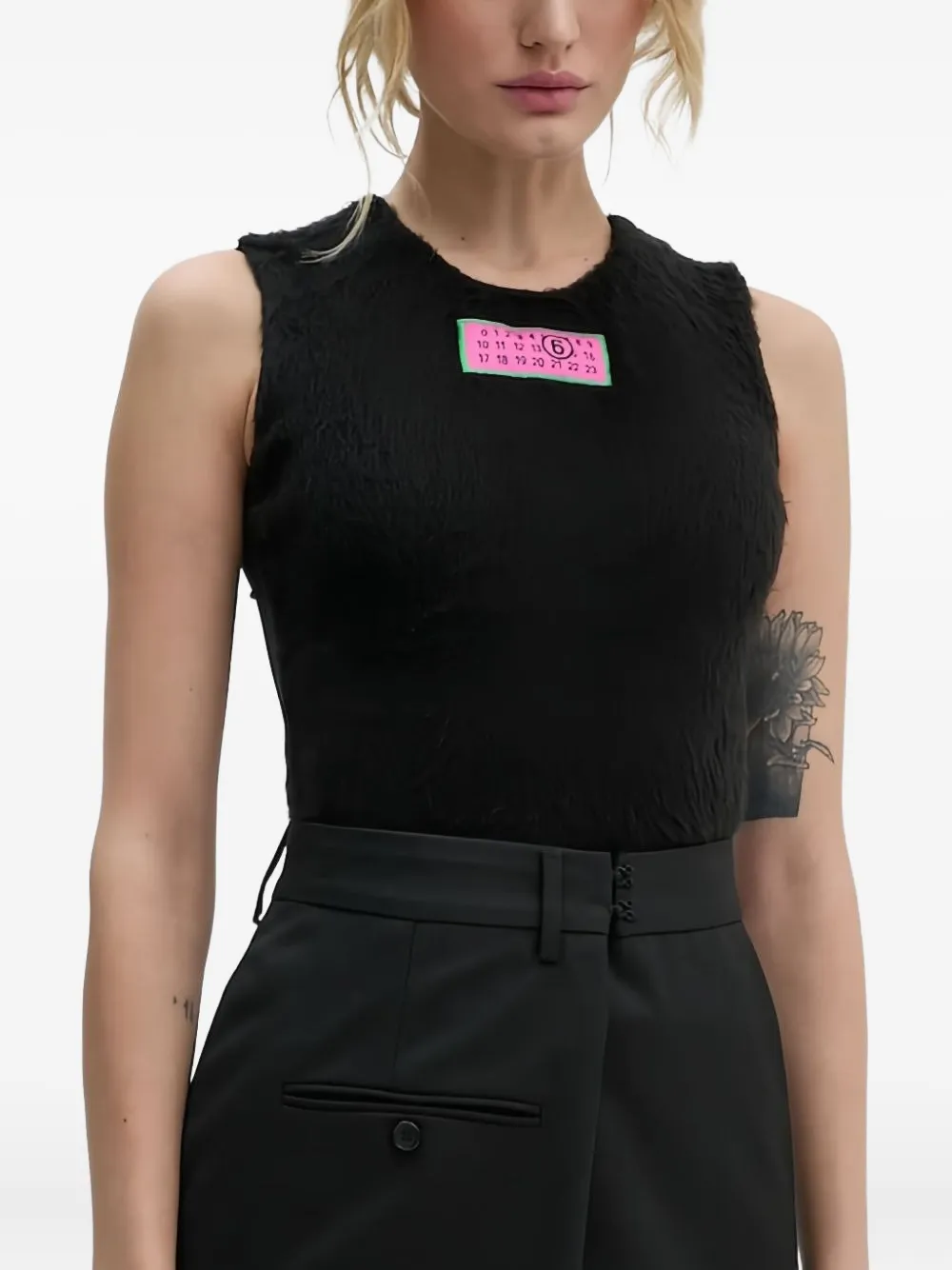 Mm6 Maison Margiela Numbers-motif Sleeveless Top In Black