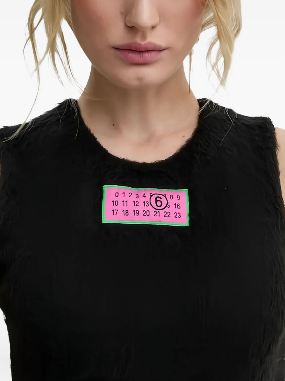 Mm6 Maison Margiela Numbers-motif Sleeveless Top In Black