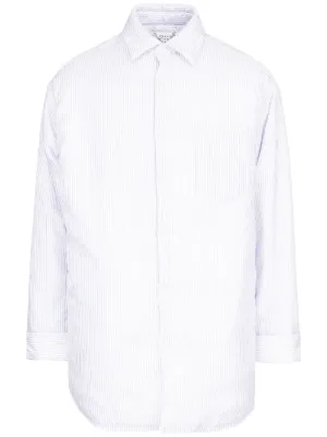 Maison Margiela ストライプ パデッドシャツ | ブルー | FARFETCH JP