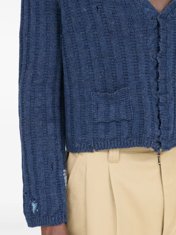 Maison Margiela Distressed Plunging V-neck Cardigan - Farfetch 
