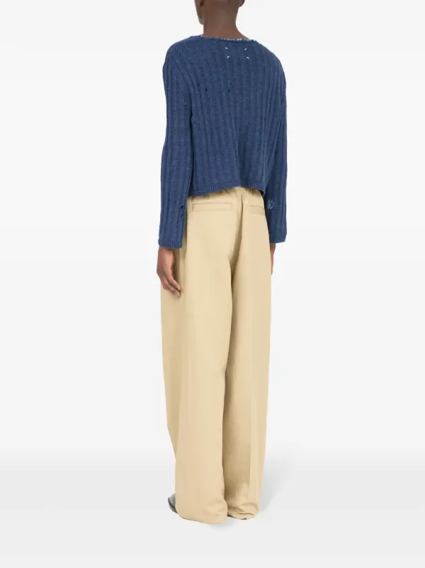 Maison Margiela Distressed Plunging V-neck Cardigan - Farfetch 