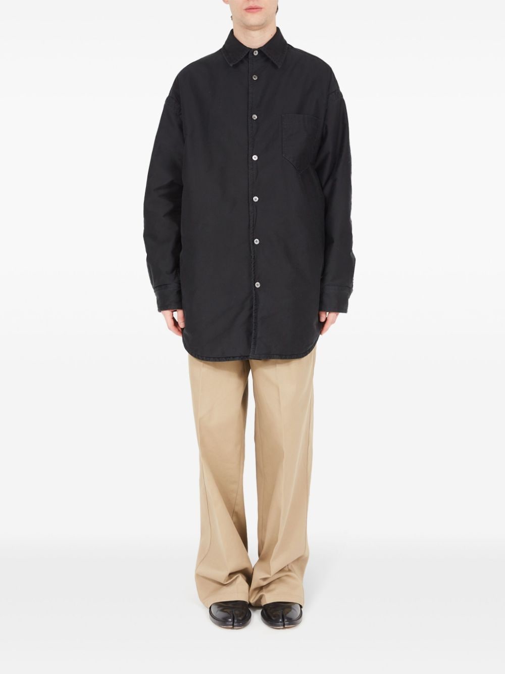 Shop Maison Margiela Long-sleeve Cotton Shirt In Black