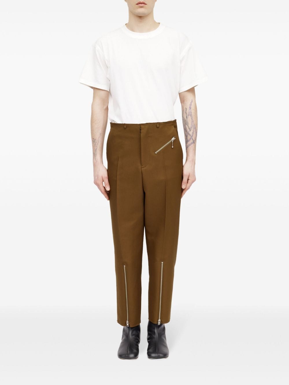 MM6 Maison Margiela Pantalon met ritsdetail Bruin