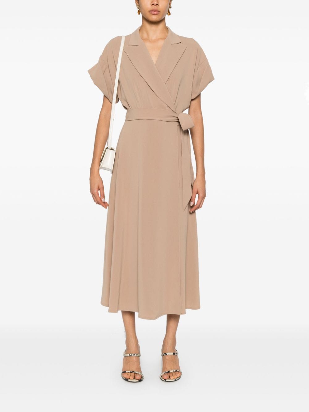 Shop Alberto Biani Crepe Midi Dress In Brown