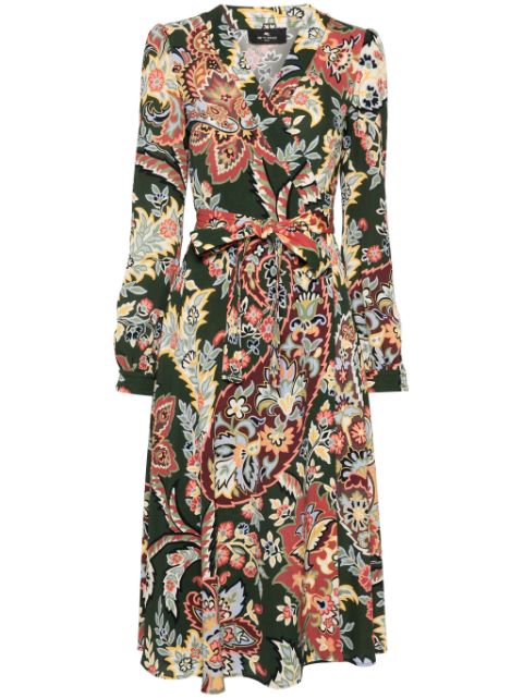 ETRO floral crepe wrap midi dress Women