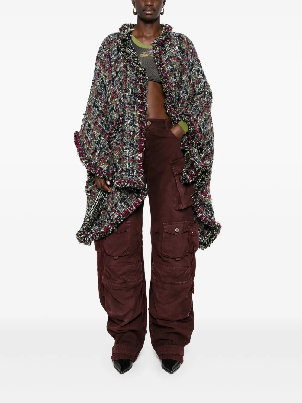 Affordable ETRO tweed buttoned cape Women