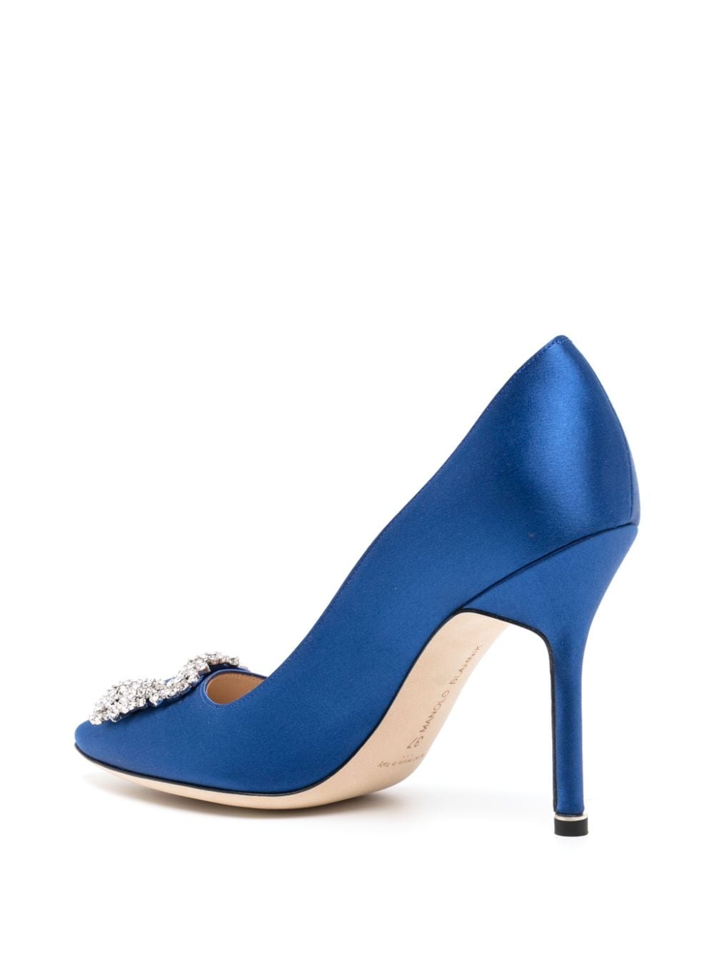 Shop Manolo Blahnik Hangisi Satin Pumps In Blue