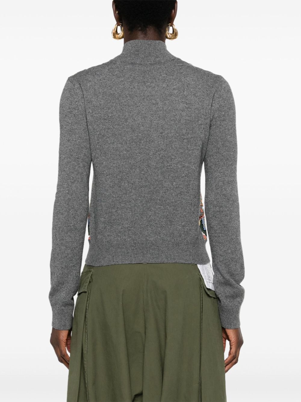 Shop Etro Floral Contrast-panel Jumper In Grey