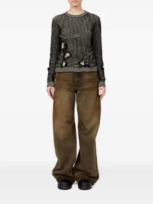 mm6 maison margiela メタリック シルバー ニット セーター MM6 Maison Margiela Kids ribbed-knit Metallic Jumper | Grey