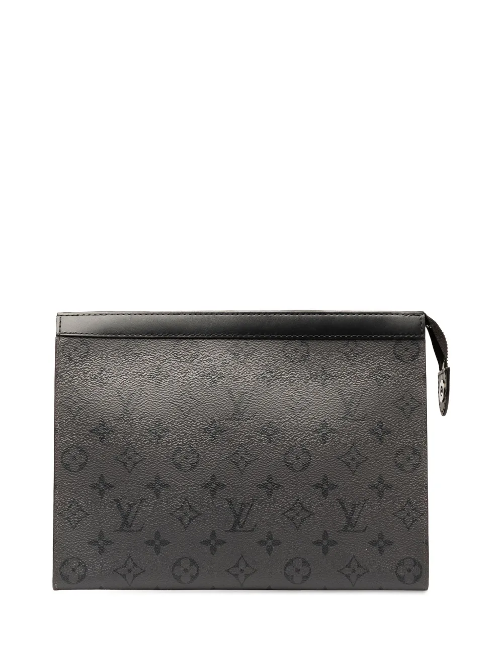 Pre-owned Louis Vuitton 2021-2023 Monogram Eclipse Pochette Voyage Mm Clutch Bag In Black