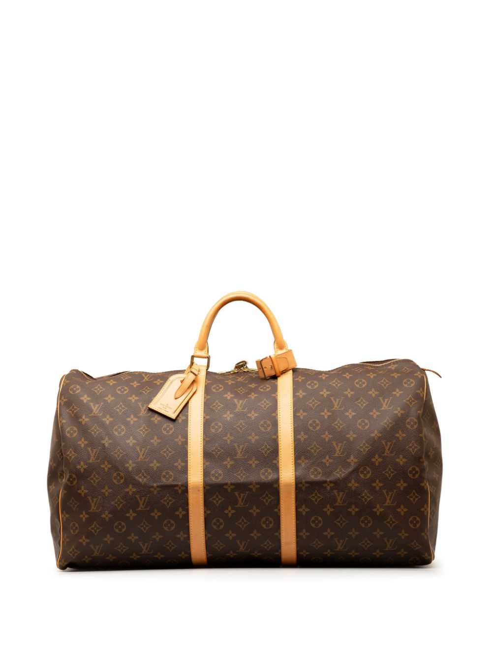 Pre-owned Louis Vuitton 2000 Monogram Keepall 60 Travel Bag In Brown