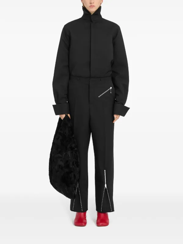 MM6 Maison Margiela zip-detail Tapered Trousers | Black