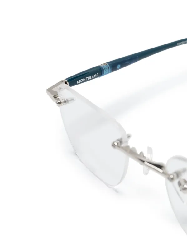 MONTBLANC スクエアフレムメカネ 【関税込】 Montblanc スクエア眼鏡フレーム | ブルー | FARFETCH JP