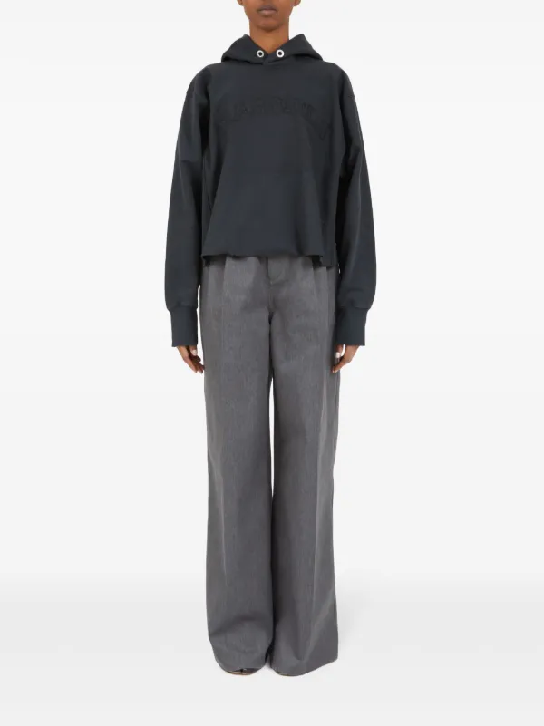 Maison Margiela logo-embroidered Cotton Hoodie | Grey