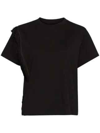 MM6 Maison Margiela　異素材Tシャツ MM6 Maison Margiela プリーツ Tシャツ | ブラック | FARFETCH JP