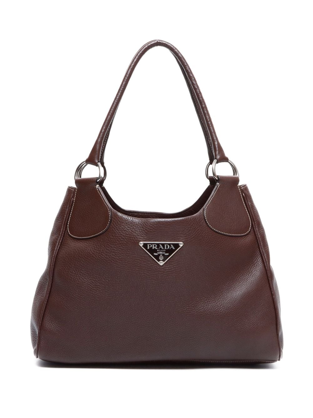 Pre-owned Prada Triangle Logo Shoulder Bag In Brown