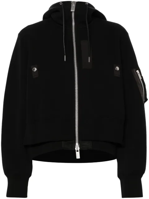 sacai layered-detail hooded bomber jacket