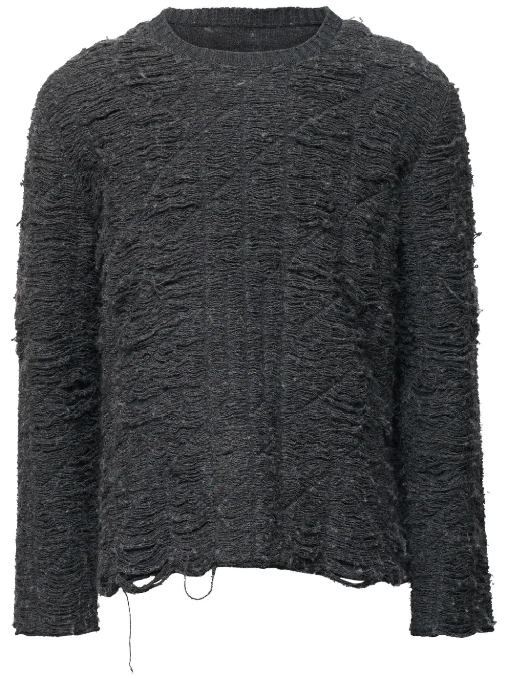 Mm6 Maison Margiela Distressed-effect Crew-neck Jumper In Grey