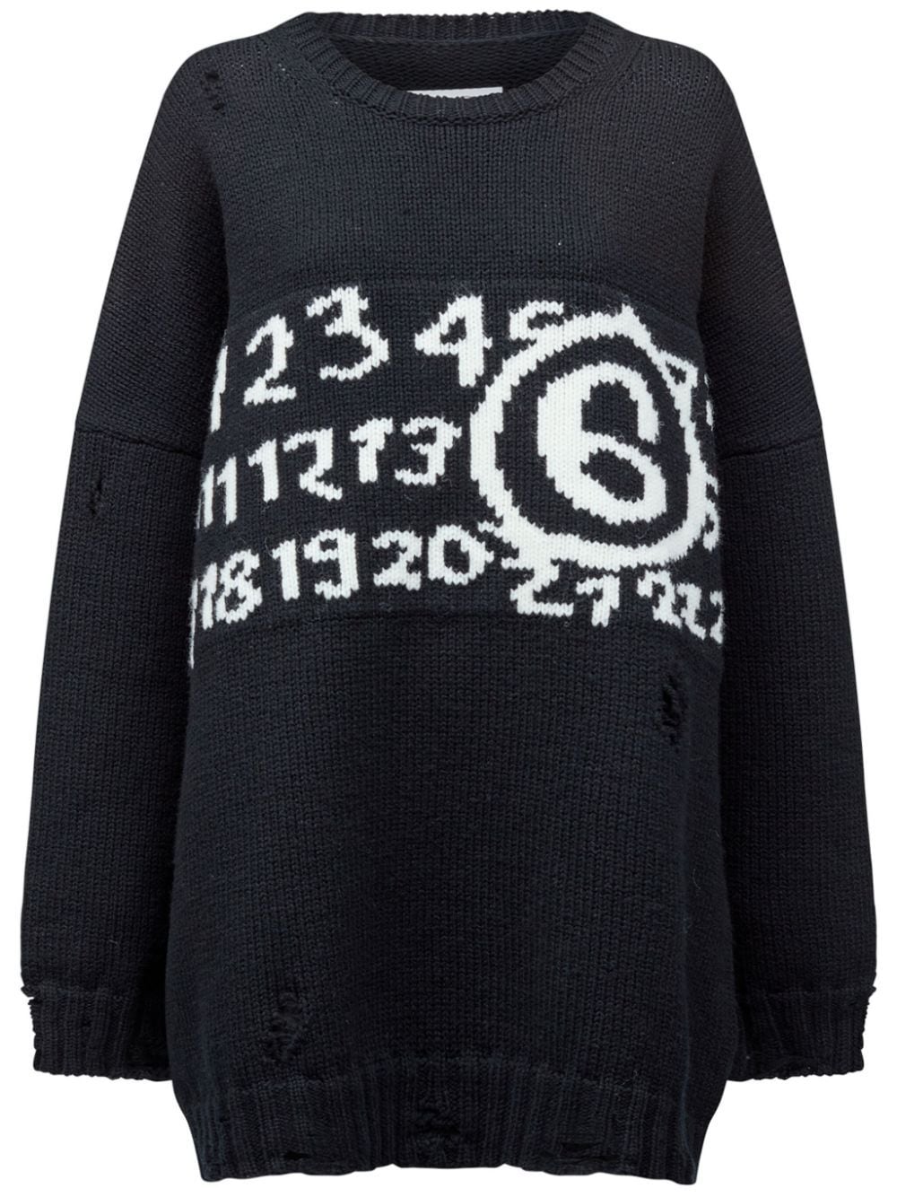 Shop Mm6 Maison Margiela Numbers-motif Drop-shoulder Jumper In Black