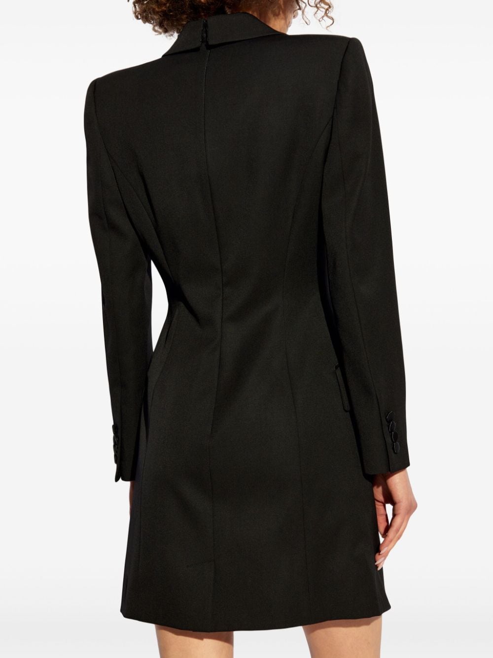 Shop Alexander Mcqueen Peak-lapel Wool Dress In 黑色