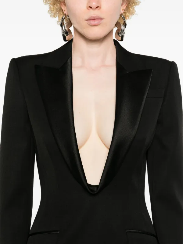 Alexander McQueen peak-lapel Wool Dress | Black | FARFETCH