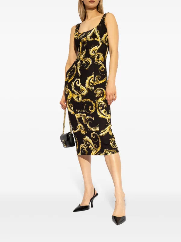 【送料&関税込】Versace Sleeveless Stretched Dress Versace Logo Cotton Stretch Rib Dress | Shopbop