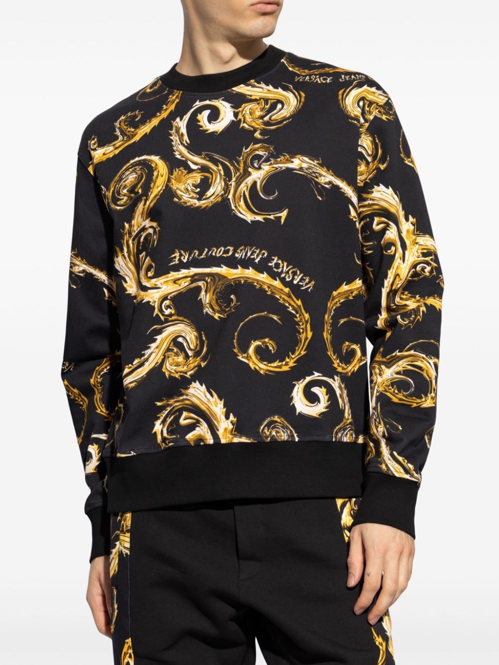 Shop Versace Jeans Couture Regalia Baroque Print Cotton Sweatshirt In Black