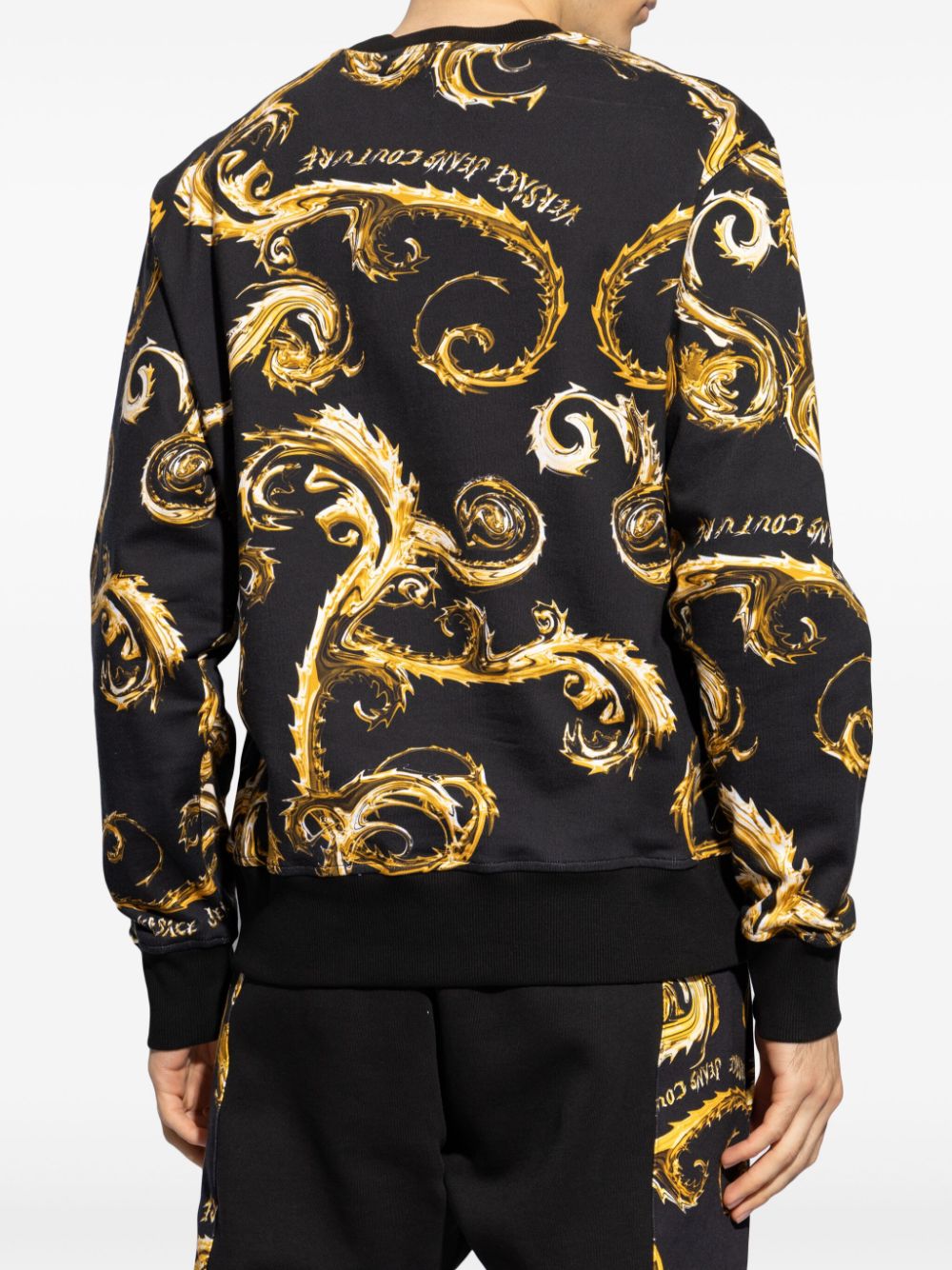 Shop Versace Jeans Couture Regalia Baroque Print Cotton Sweatshirt In Black