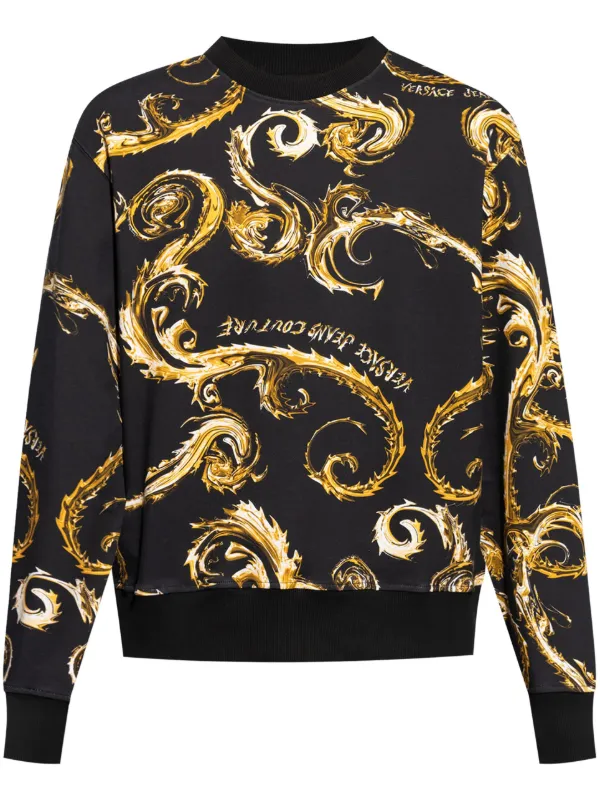 Versace Jeans Couture Regalia Baroque Print Cotton Sweatshirt Black FARFETCH KW