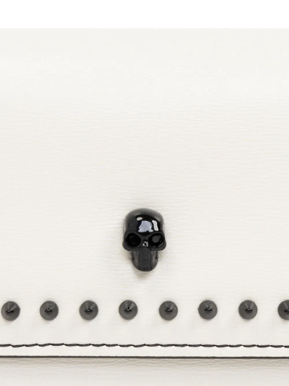 Alexander Mcqueen Stud-embellished Skull-charm Wallet In White
