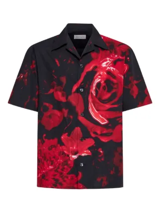 Alexander McQueen Dutch Flower Organic Cotton Shirt | Black