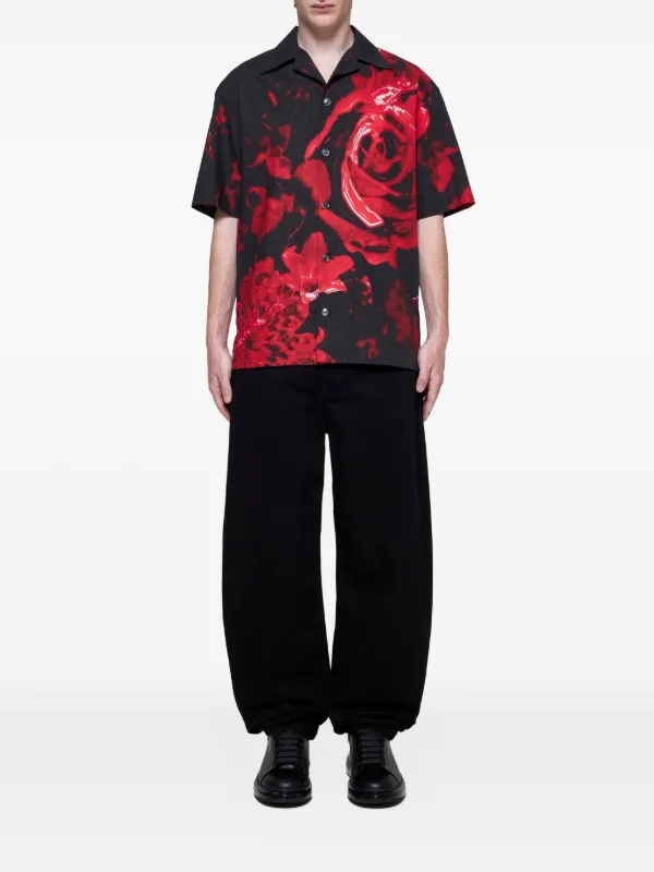 Alexander McQueen Dutch Flower Organic Cotton Shirt | Black | FARFETCH