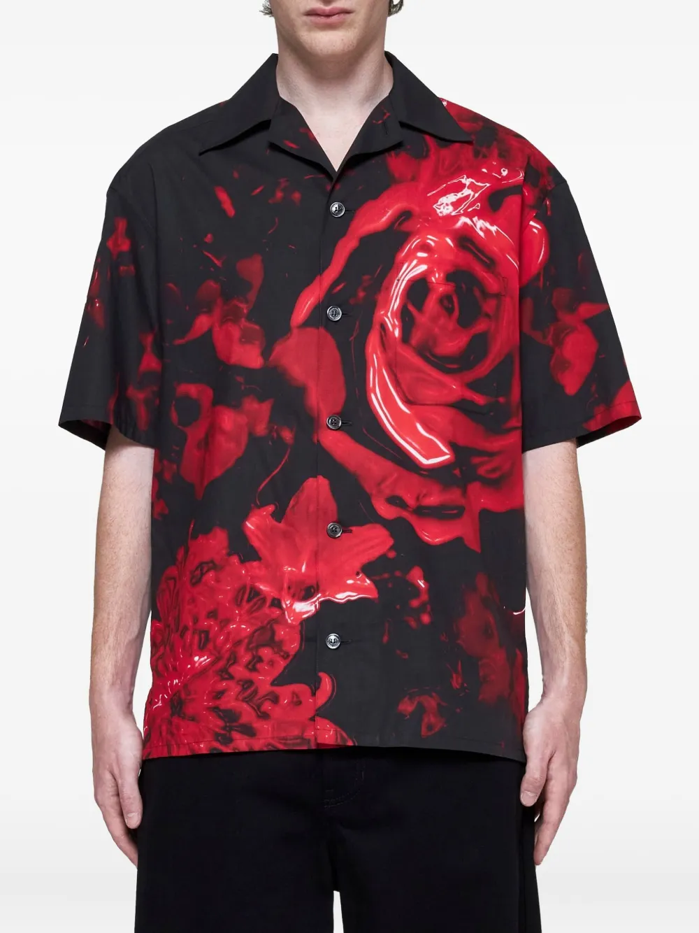 Alexander McQueen Dutch Flower Organic Cotton Shirt | Black | FARFETCH