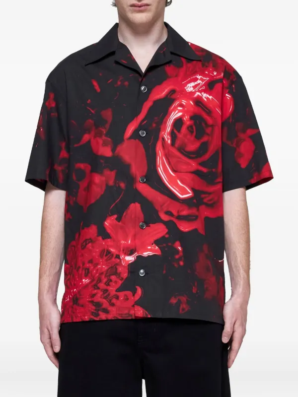 Alexander McQueen Dutch Flower Organic Cotton Shirt | Black | FARFETCH
