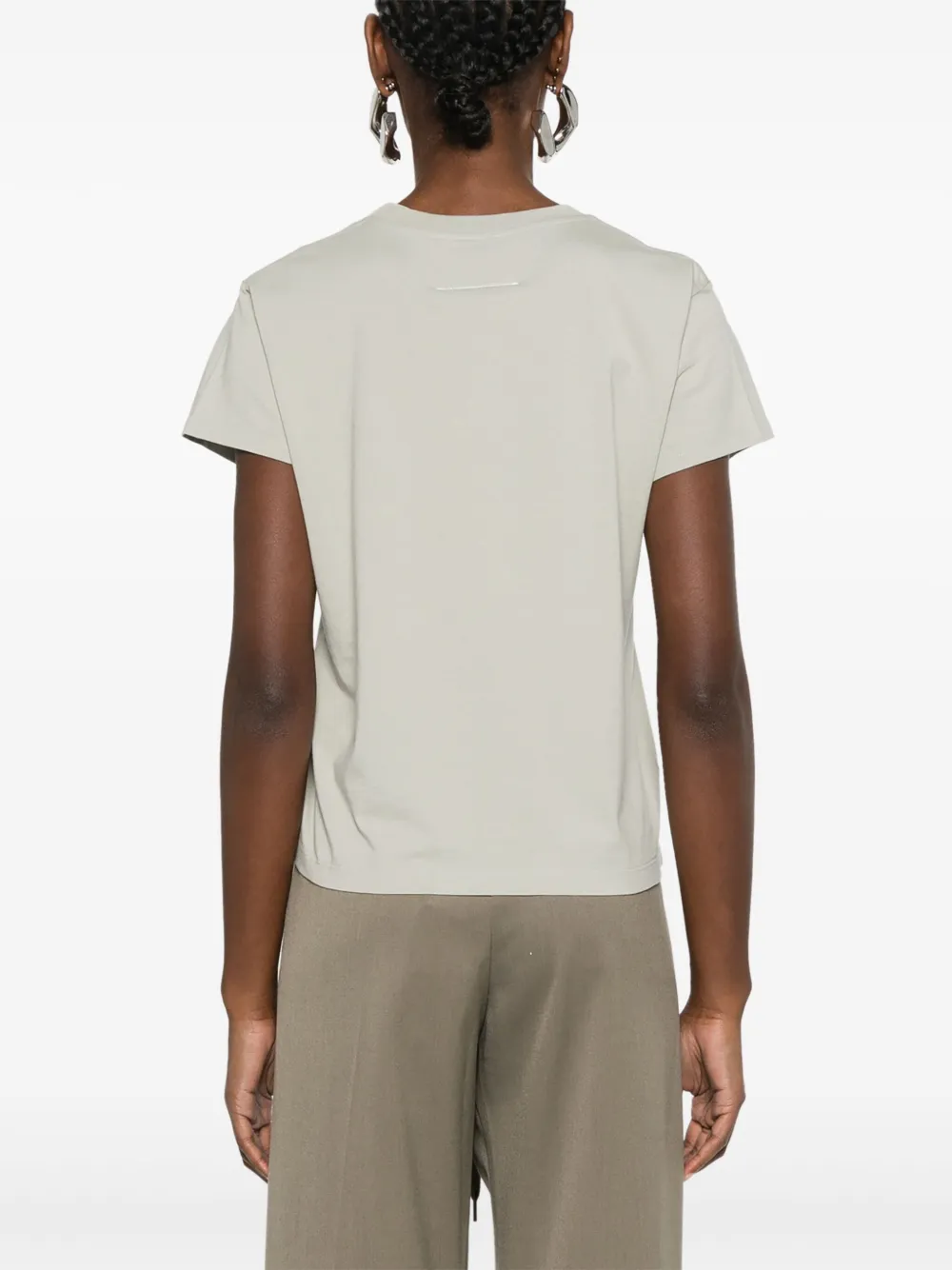 Shop Mm6 Maison Margiela Numbers-motif Cotton T-shirt In Grün