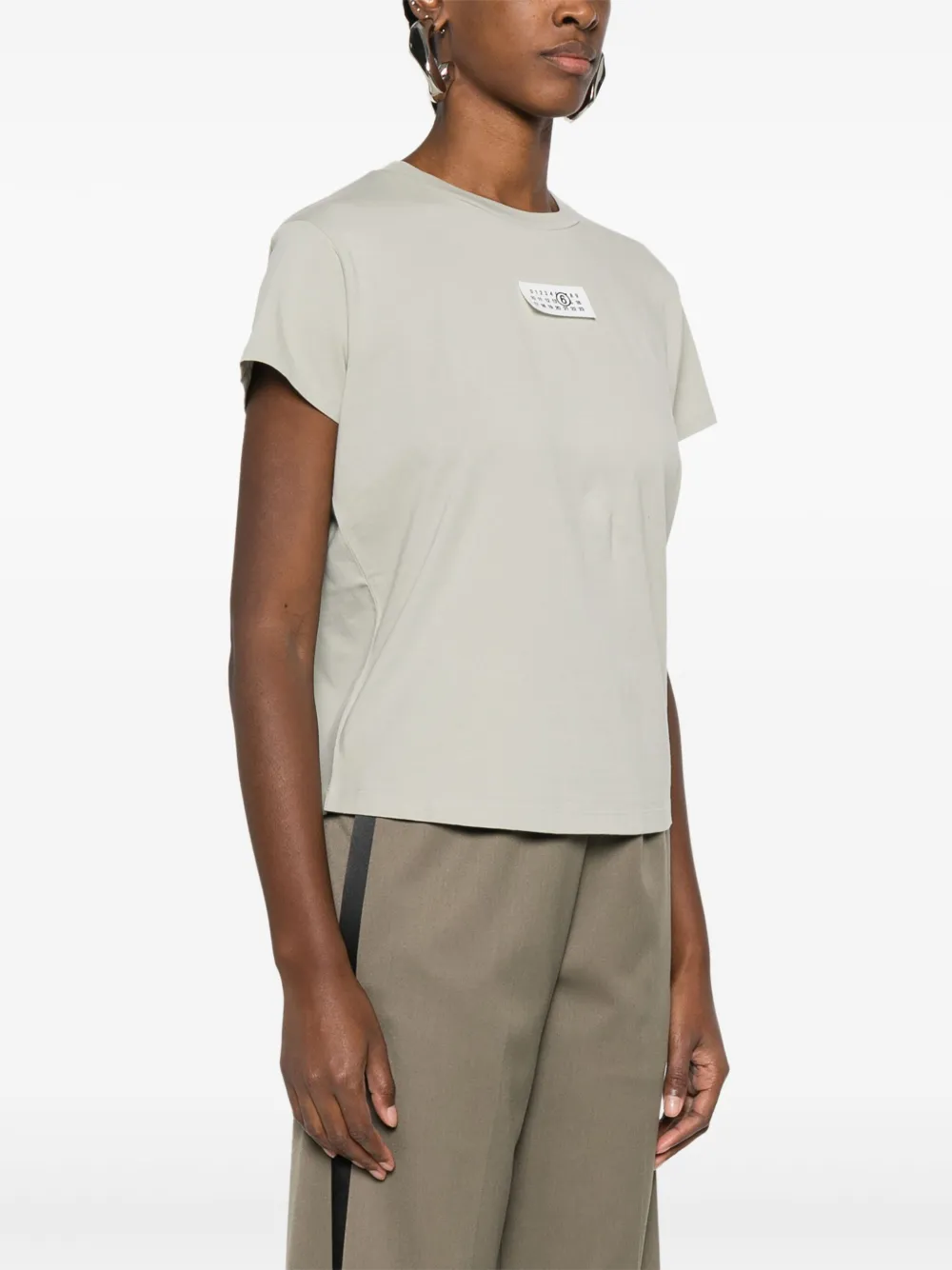 Shop Mm6 Maison Margiela Numbers-motif Cotton T-shirt In Grün
