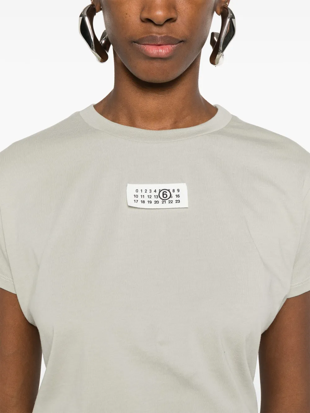 Shop Mm6 Maison Margiela Numbers-motif Cotton T-shirt In Grün