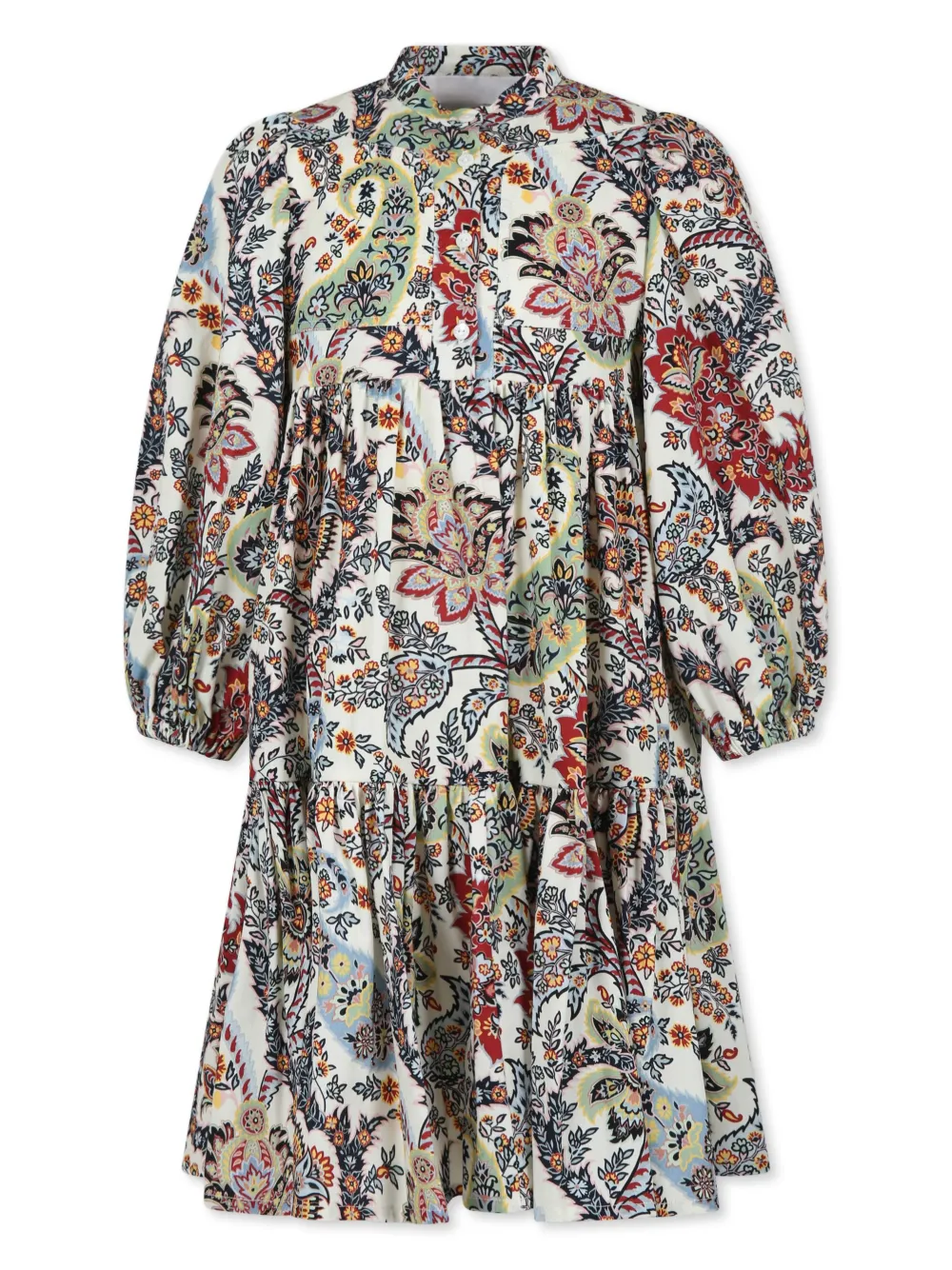 long-sleeve floral-print dress