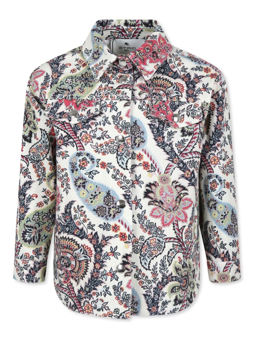 ETRO KIDS floral-print yoke-design shirt Wit