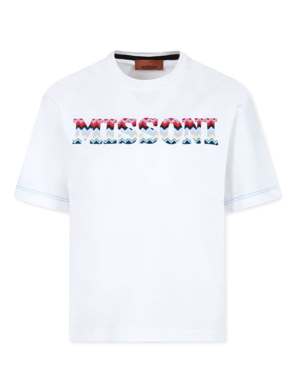 Missoni Kids logo-embroidered crew-neck T-shirt Wit