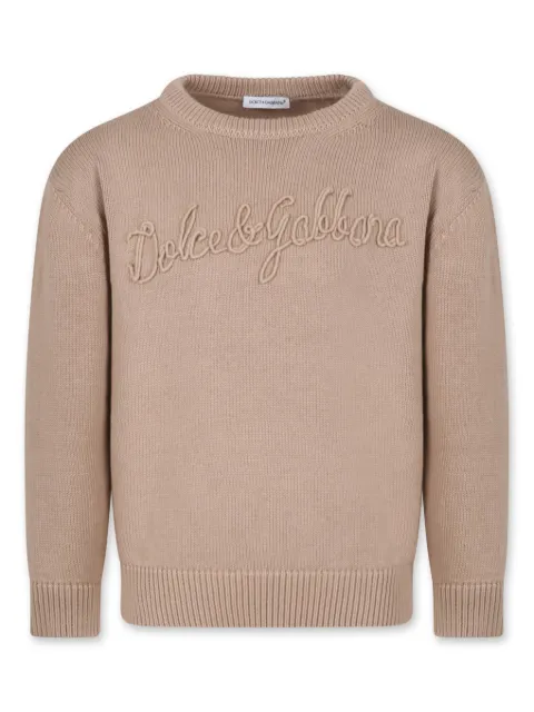 Dolce & Gabbana Kids logo embroidery round neck jumper