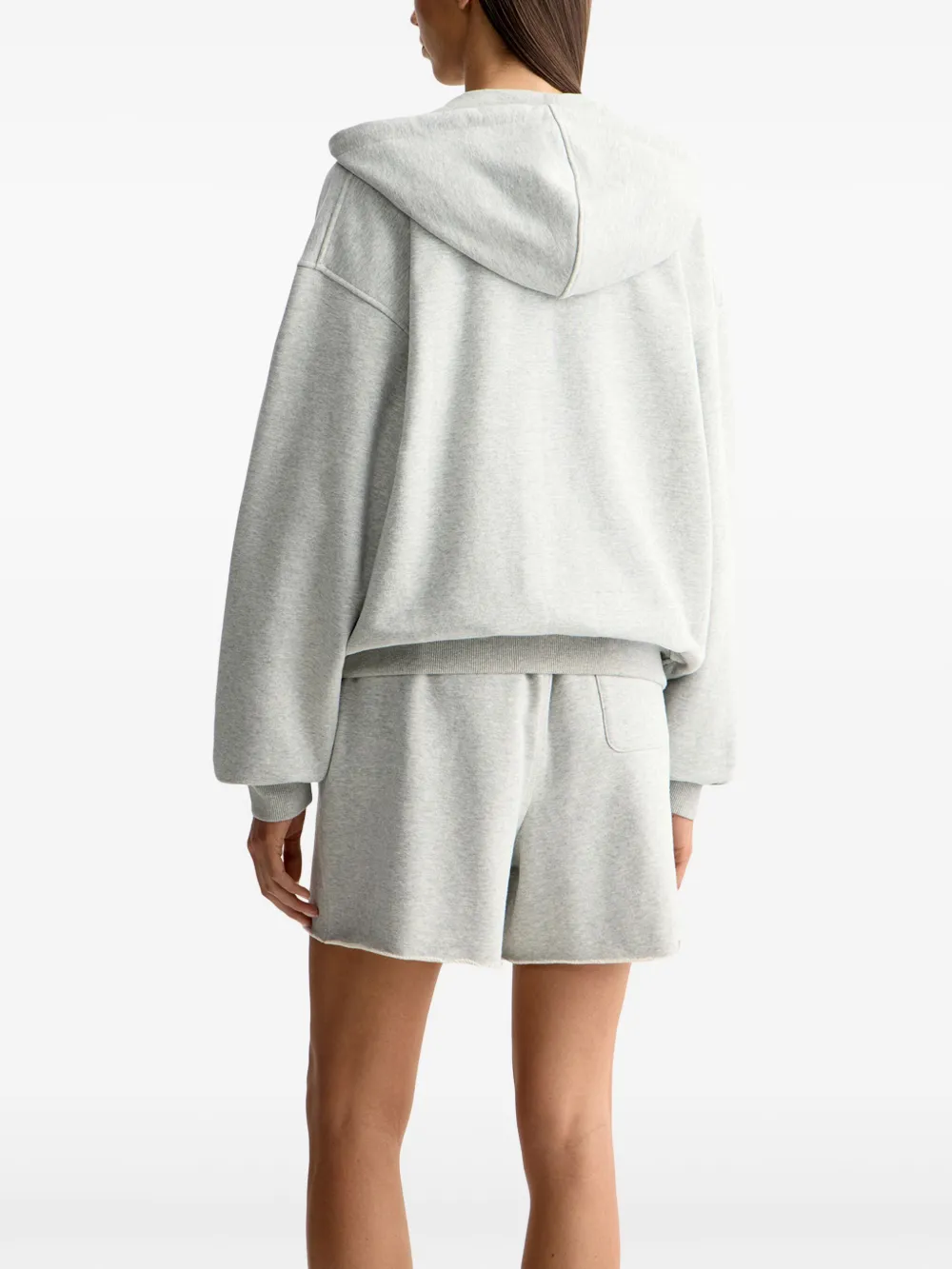 12 Storeez Mélange-effect Zip-up Hoodie In Gray